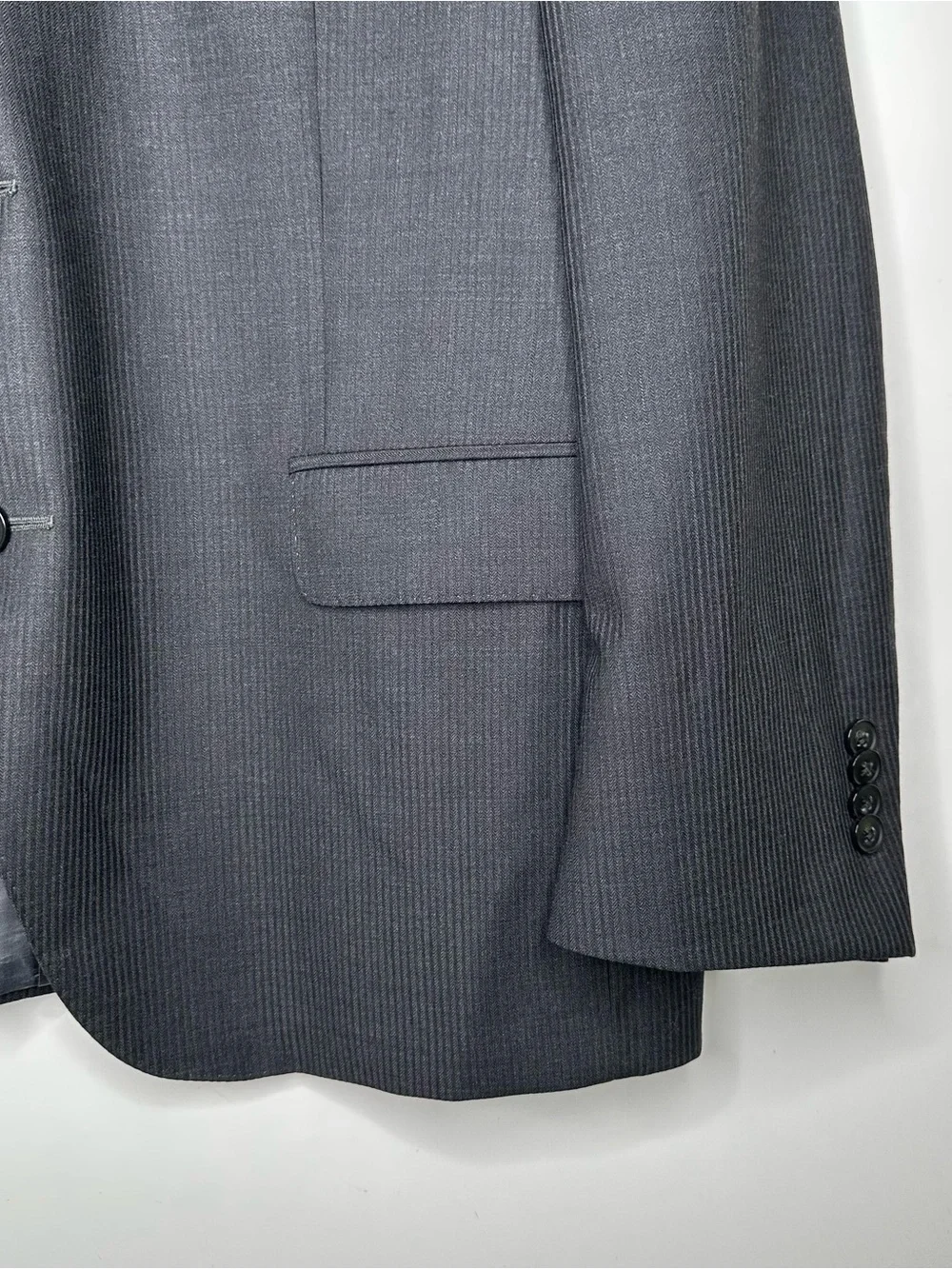 Peter Millar 100% Wool Black Herringbone Blazer Suit Jacket 44S